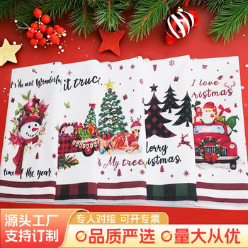 Cross-Border Hot-Selling Christmas Towels, Multi-Functional, Absorbent Dish Towels, Kitchen Decoration, Support Custom Printing from Provided Images