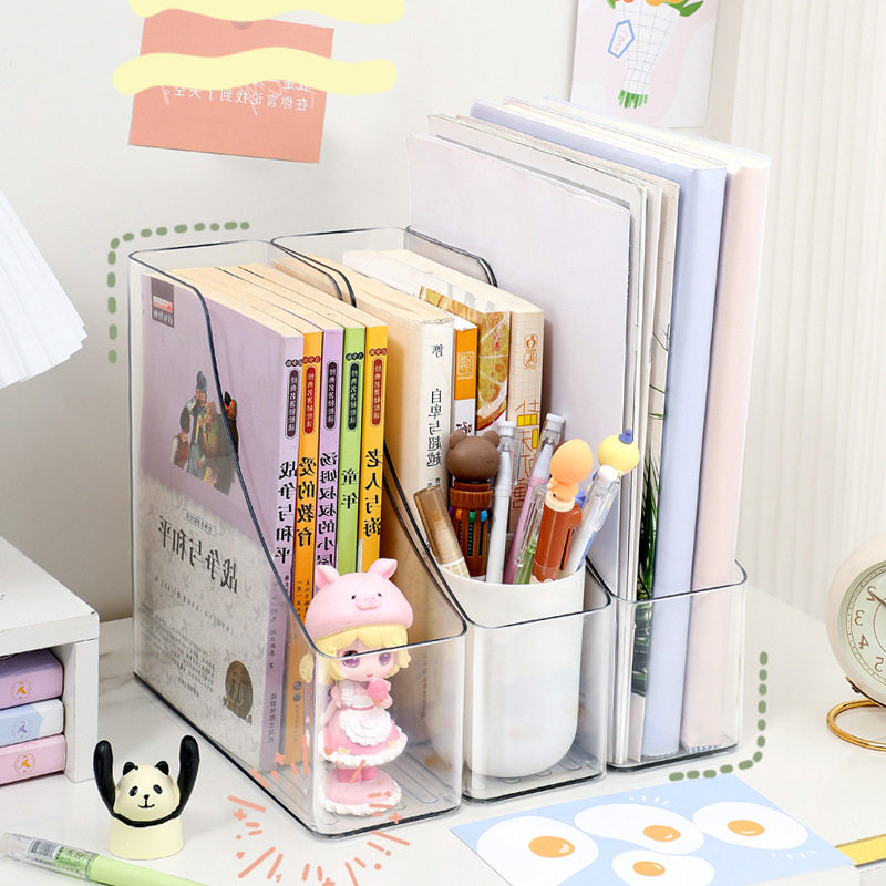 Transparent Desktop Vertical File Storage Box Office Data File Rack a4 Paper Basket Rack Large Opening Book Stand File Rack