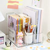 Transparent Desktop Vertical File Storage Box Office Data File Rack a4 Paper Basket Rack Large Opening Book Stand File Rack