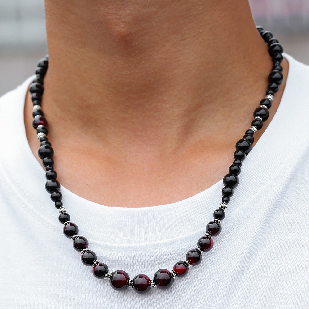 Cross-Border New Products European and American Retro Style Crystal Natural Stone Beads Splicing Niche Stacked Clavicle Chain Men's and Women's Necklaces