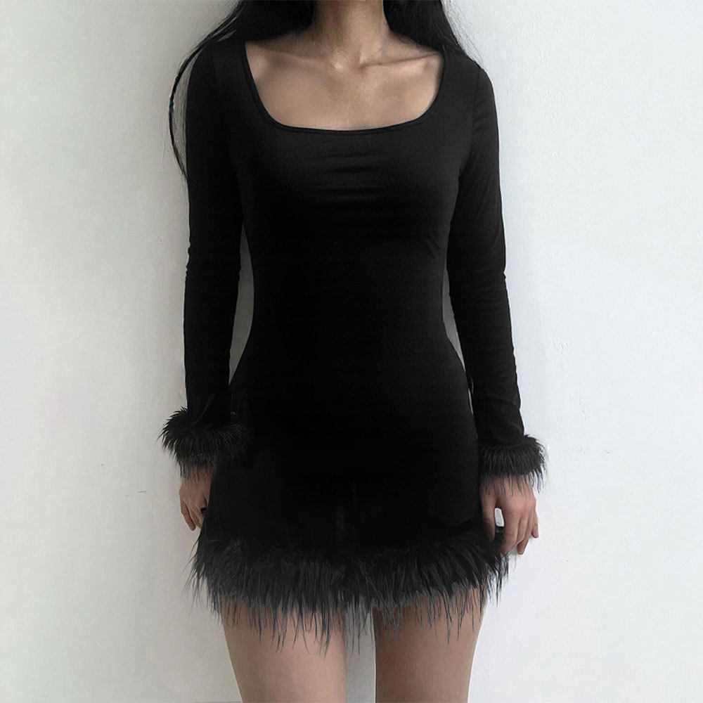 Knit Midi Dress Slim Fit Waist Defining Long Sleeve Soft Cuffs Spring Summer Fashion Wholesale Available