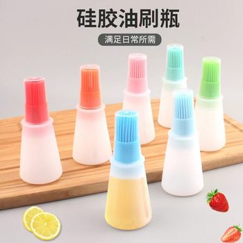 Factory in stock Silicone Oil Bottle Brush Kitchen Gadgets Outdoor BBQ seasonings Brush With Scale With Lid BBQ Oil Brush