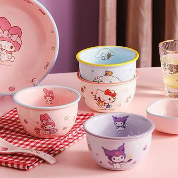 Sanrio Ceramic Bowl Rice Bowl Soup Bowl Hello Kitty Merlot Gui Dog Kulomi Children's Cute Cartoon Tableware