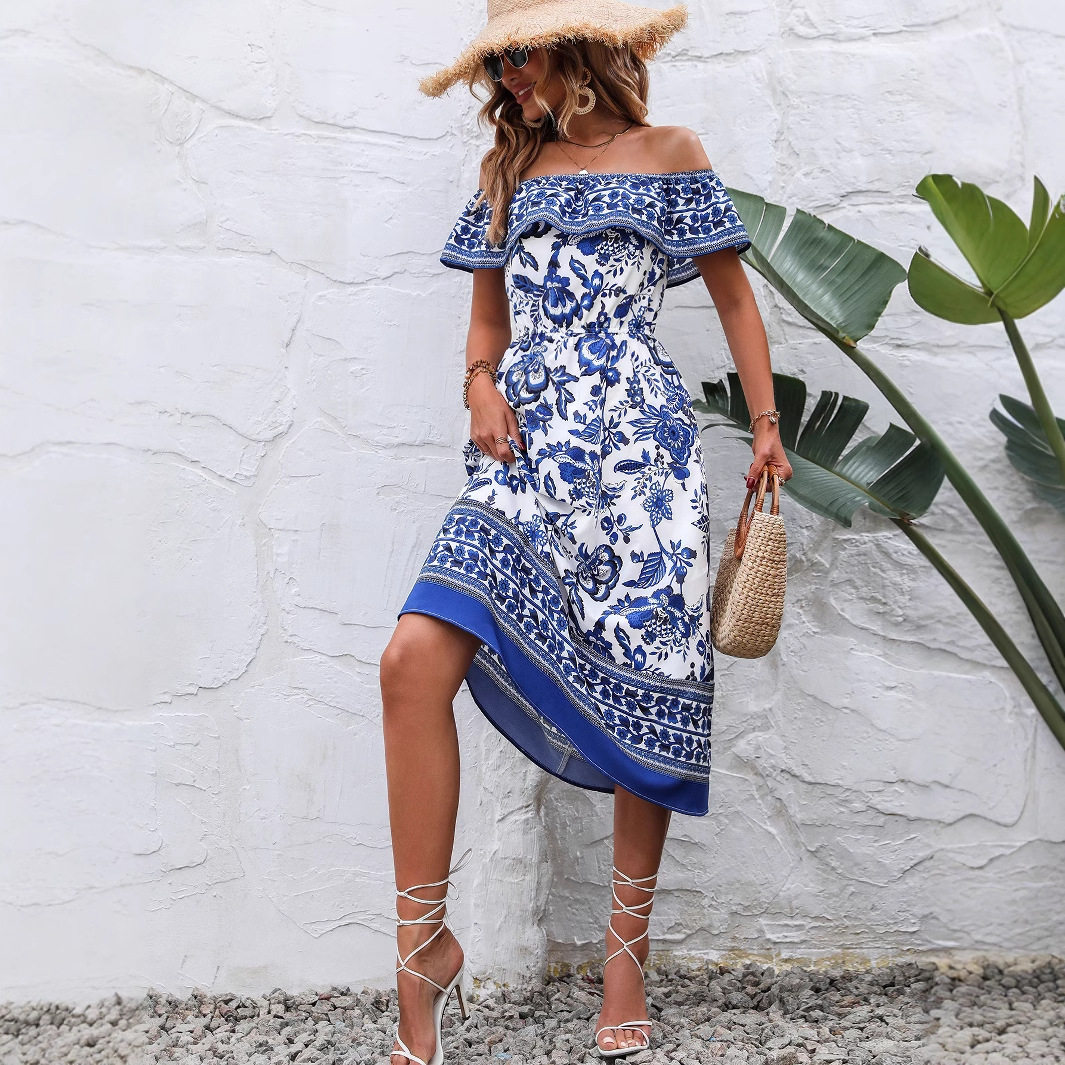 Floral Print Strapless Dress Casual Fashionable Trendy Summer Wear for Women Wholesale Available