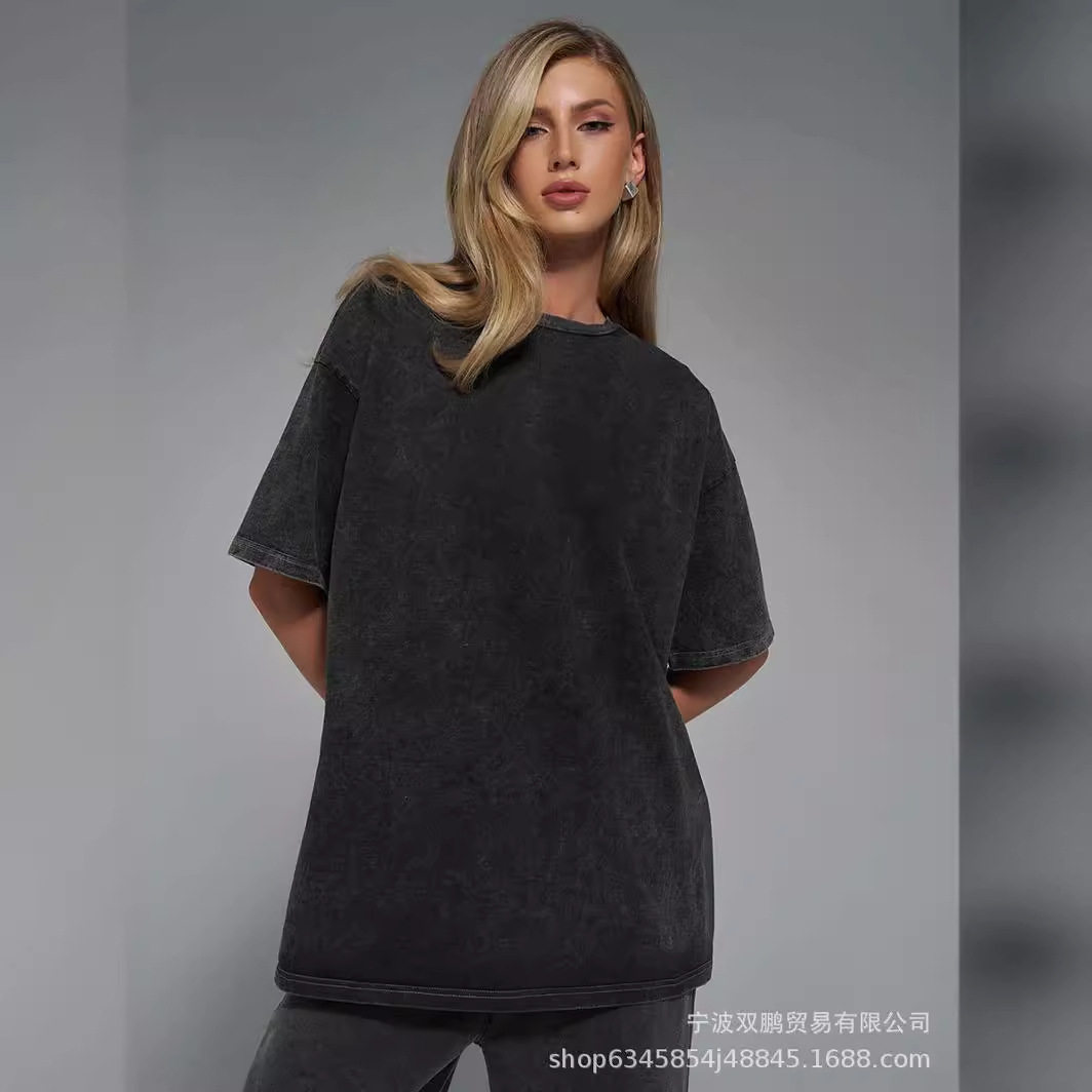 Womens Loose Fit Washed Cotton T Shirt 260g Fabric Colorful Short Sleeve Summer Casual Wear Wholesale Available
