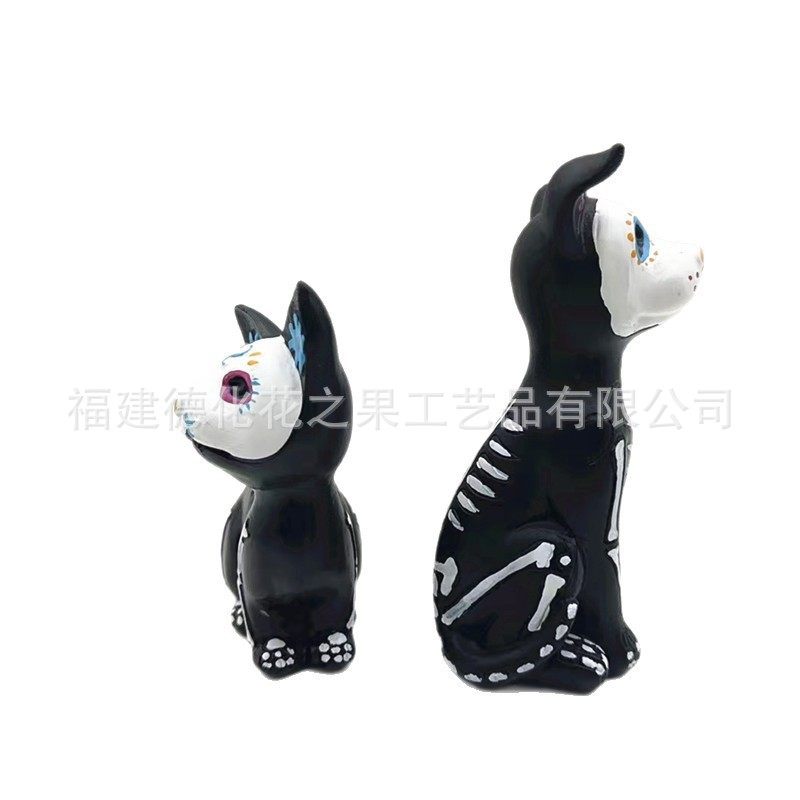 Cross-Border Direct Sales Halloween Resin Crafts Halloween Decorations Cute Little Flowers Cat and Dog Ornaments Death Festival Gifts