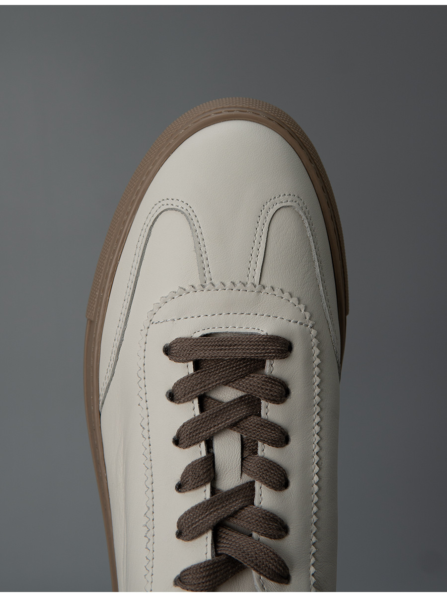 Giày sneaker nam da trắng thủ công thoáng khí dễ phối đồ — Màu trắng