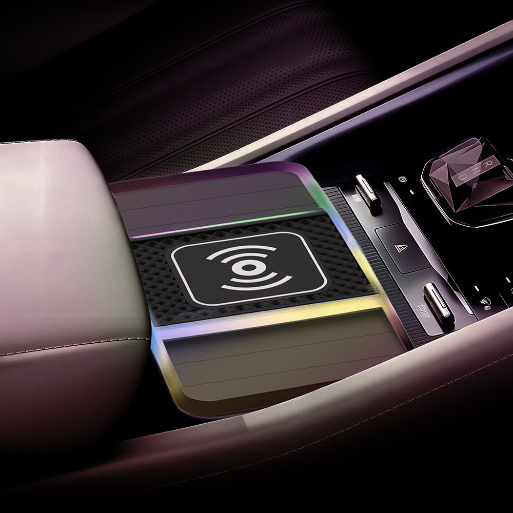 Car Wireless Charger with Ambient Light, Car Charging Pad, 20W Charging, Rgb Fast Charging, Fast Charging, 20W Flash Charging