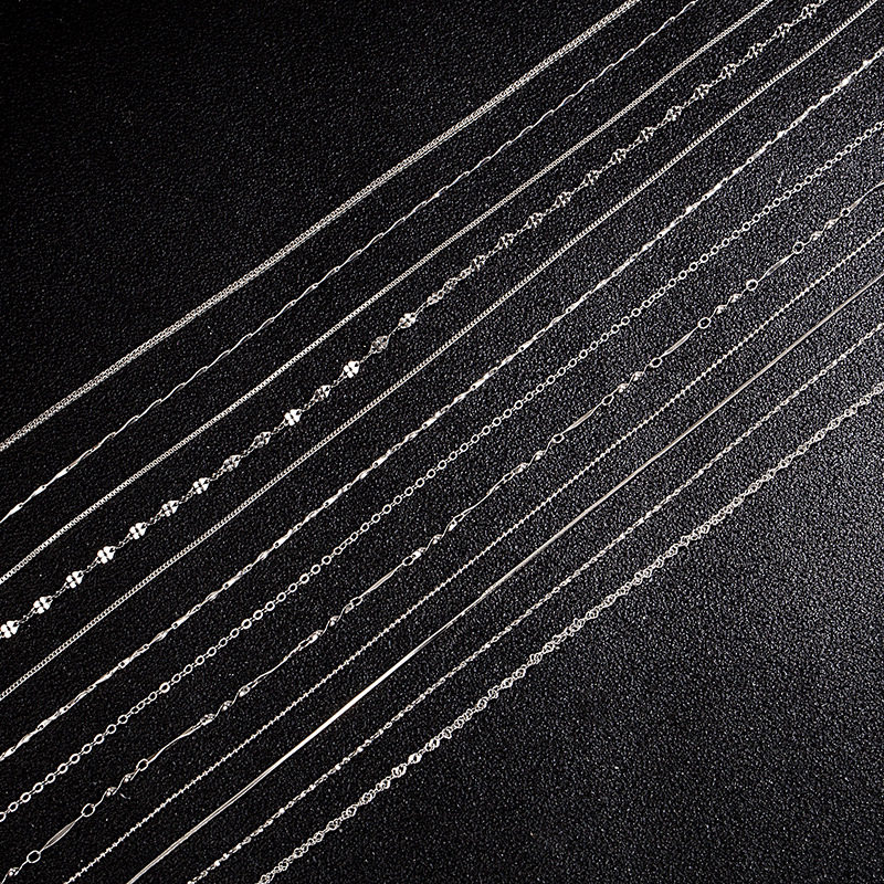 S925 Sterling Silver with Chain Naked Chain Box Ingot Snake Bone Water Wave Cross Twist Piece Starry Sky Tile Chopard Clavicle Chain