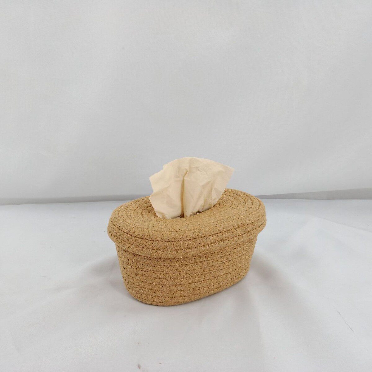 Cotton Rope Storage Box Tissue Box Cotton Rope Large Dustproof Storage Basket with Lid Tissue Storage Paper Box Cotton Rope Storage
