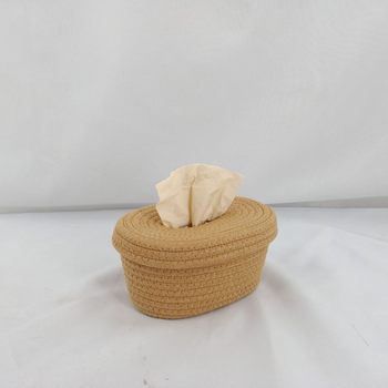 Cotton Rope Storage Box Tissue Box Cotton Rope Large Dustproof Storage Basket with Lid Tissue Storage Paper Box Cotton Rope Storage