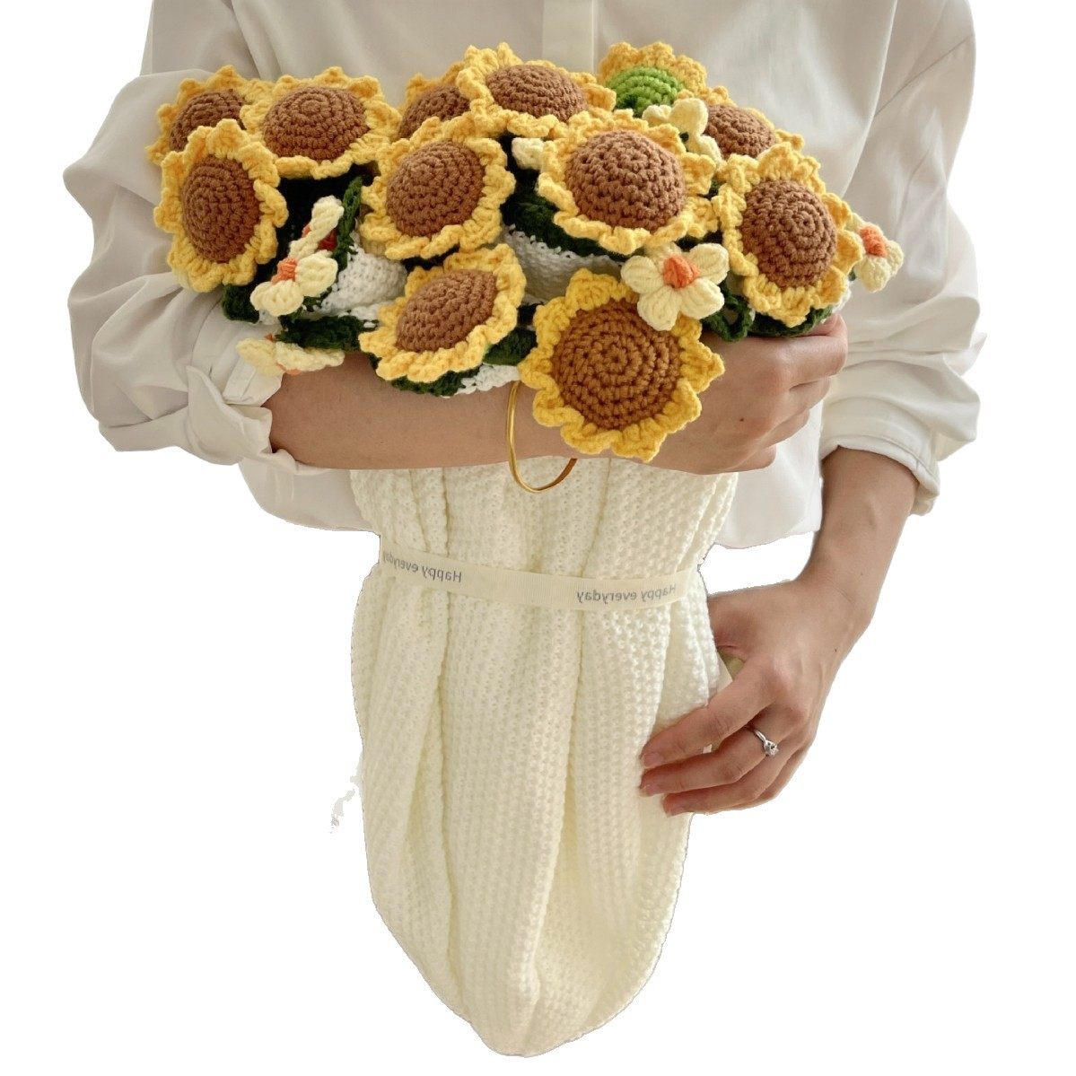 Finished Sunflower Bouquet Blanket Pastoral Blanket Handmade Woven Blossom Flower Blanket Rose Bouquet Blanket Wholesale Blanket