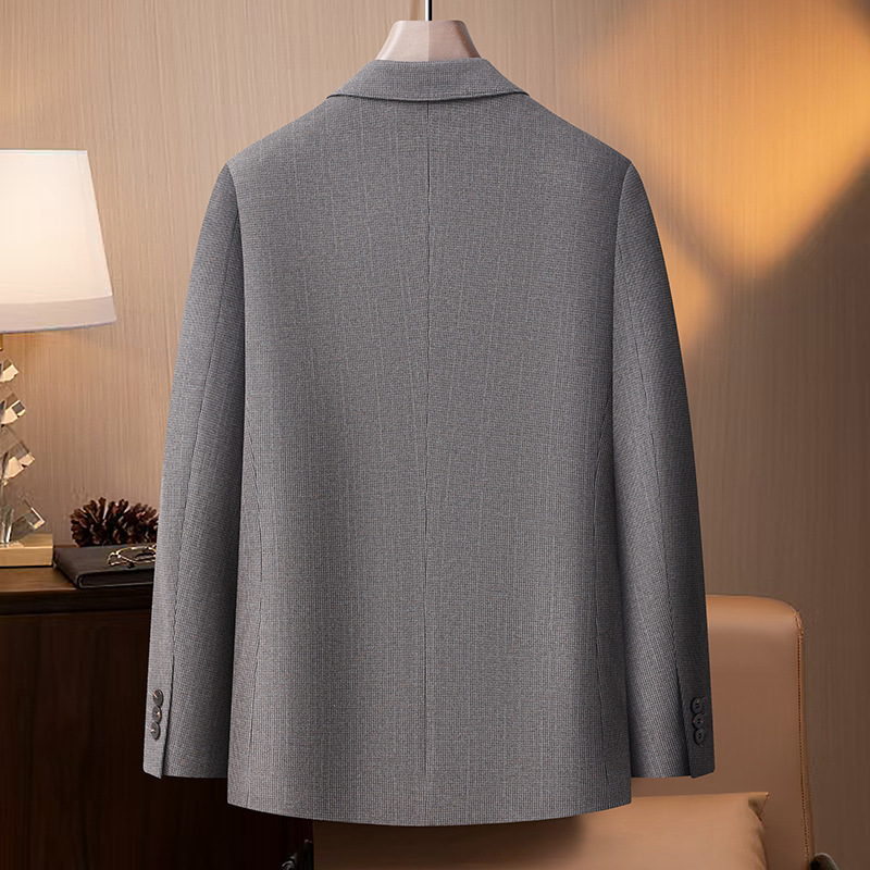 Áo blazer nam dáng ôm phối sọc tăm dày mùa thu co giãn chống nhăn — Cà phê Jindian, thanh niên màu xám