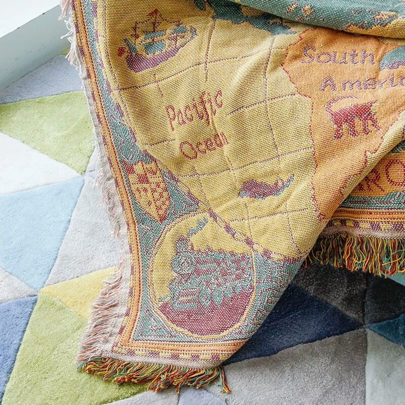 Cross-border Multi-function Blanket Sofa Towel Cover Blanket World Map Internet Celebrity Blanket Full Cover Tapestries