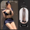 Stewardess uniform suit + black stockings