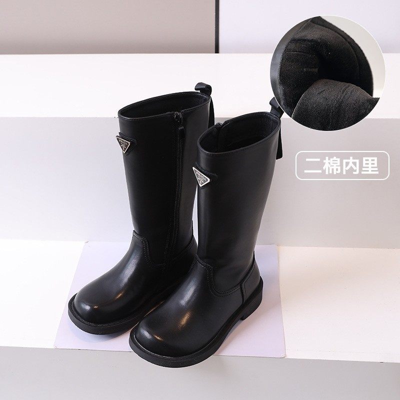 Girls' Boots 2025 Autumn and Winter Kidsren's Boots Korean Style Princess Shoes Little Girls Genuine Leather Fleece-Lined Boots Trendy