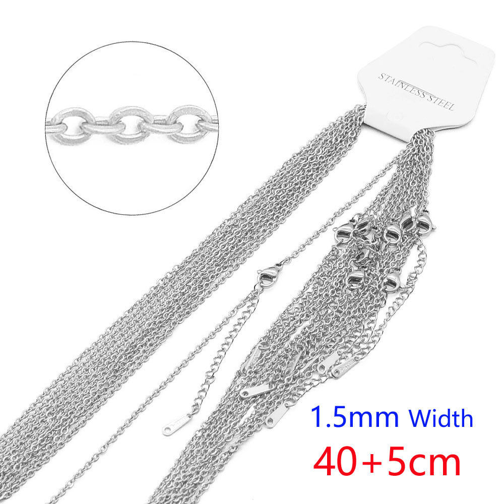 5-10 pieces/bag stainless steel necklace O-shaped chain flat cross diy jewelry plain chain side snake chain titanium steel clavicle chain