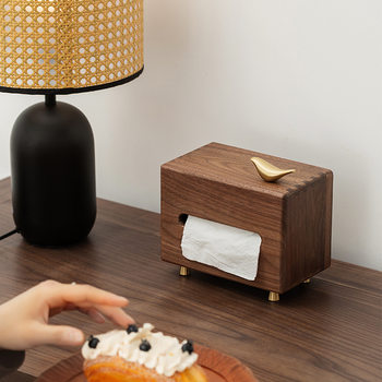 Black Walnut Tissue Box Living Room Coffee Table Tissue Box Napkin Box Storage Box Solid Wood Tissue Box Light Luxury Style
