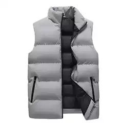 Cross-Border Dropshipping Autumn and Winter Warm Men's Vest Casual Loose Thickened Jacket Men's Solid Color Simple Men's Vest