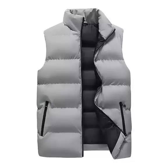 Cross-Border Dropshipping Autumn and Winter Warm Men's Vest Casual Loose Thickened Jacket Men's Solid Color Simple Men's Vest