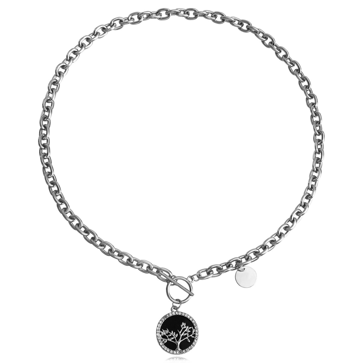 欧美跨境饰品 朋克锁骨链小众设计贝母项链女 潮流合金毛衣链项饰