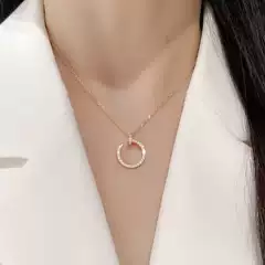 Kajia Nail Series Full Diamond Necklace 18K Plated Diamond-Encrusted Cnc Engraved Pendant Clavicle Chain Rose Gold Cross-Border Bestseller