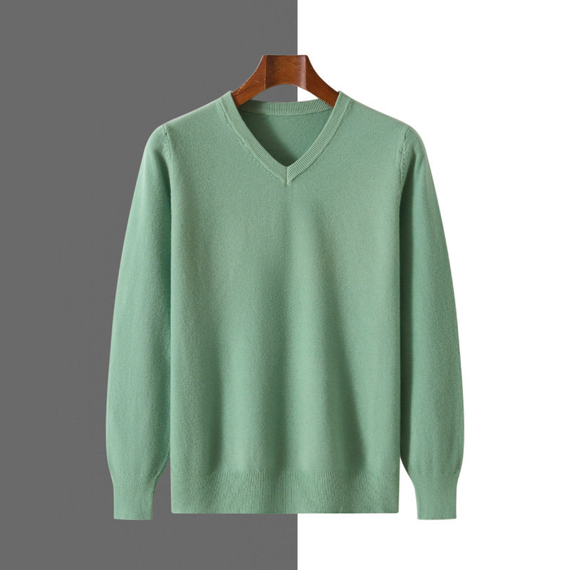 男士羊绒衫v领打底毛衣秋冬套头商务休闲内搭打底针织衫上衣