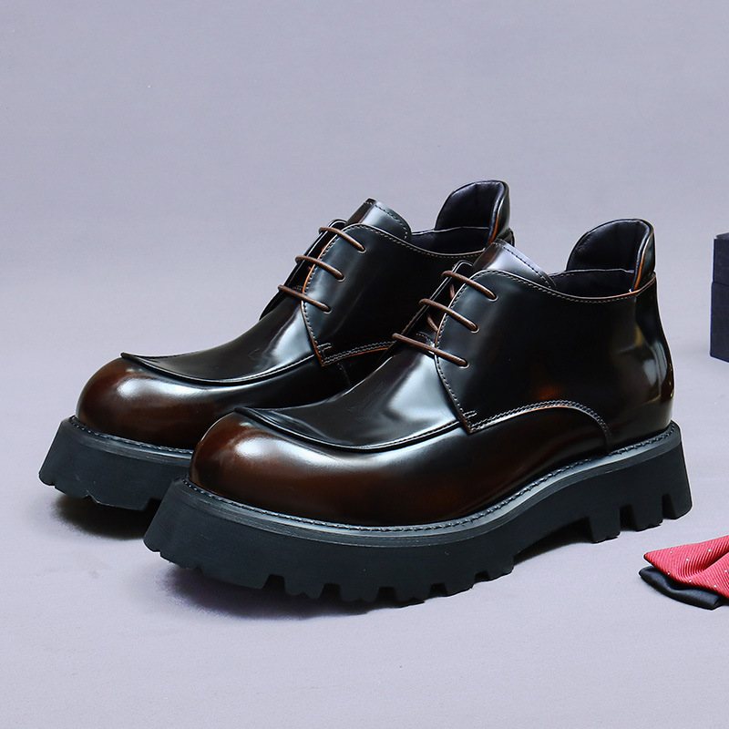 Boot nam da bò thật đế dày kiểu Chelsea cổ thấp chống trượt — Màu nâu, Màu đen, Màu nâu mẫu lót nhung, Màu đen mẫu lót nhung