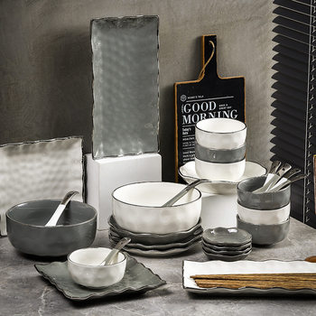 Light Luxury Tableware Set Advanced Sense Ceramic Cream Style Bowl and Dish Set Household Housewarming New Home Bowl and Dish Chopsticks Gift Box