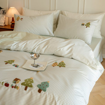 Class a 100S Satin Long-Staple Cotton Four-Piece Set Pure Cotton Three-Piece Quilt Cover Bed Sheetss Fitted Bed Sheetss Bedding