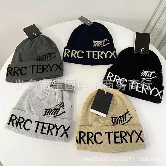 Autumn and winter R letter jacquard wool cap thickened large version flanging men's and women's all-match warm cap bird cold cap ~