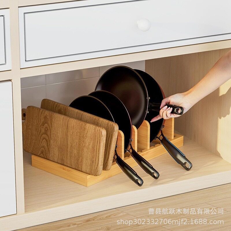 Cross-Border Kitchen Dish Rack Drain Rack Storage Rack Home Dish Rack Wooden Pot Lid Rack Frying Pan Rack