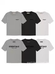 ESSENTIALS double line front and back letter printing summer FOG MIKI high street men's and women's cotton short sleeve t-shirt