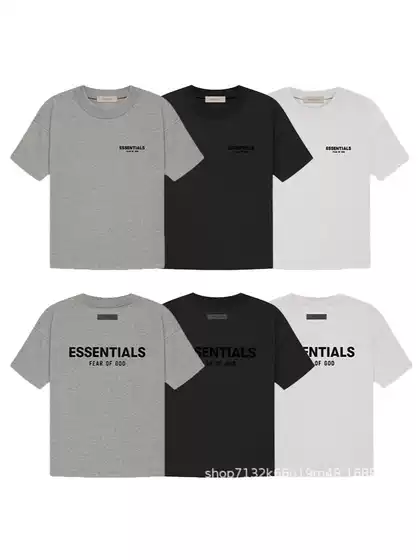 ESSENTIALS double line front and back letter printing summer FOG MIKI high street men's and women's cotton short sleeve t-shirt