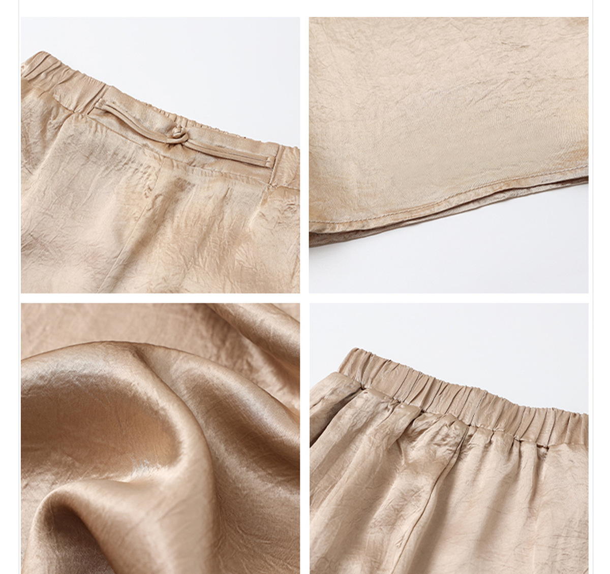 Quần dài nữ ống thẳng cạp cao chất liệu acetate phối polyester mỏng nhẹ — Màu vàng