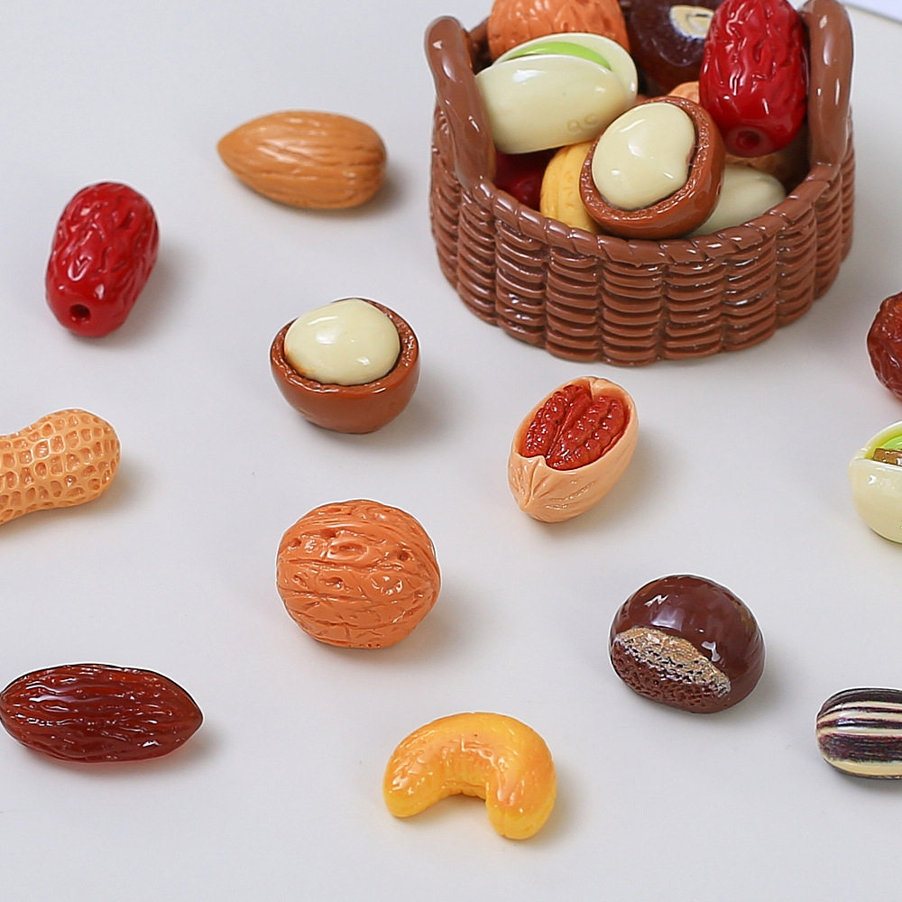 Delicious Mini Nut Food Toys Handmade DIY Cream Glue Accessories Resin Small Accessories Jewelry Hairpin Materials Wholesale