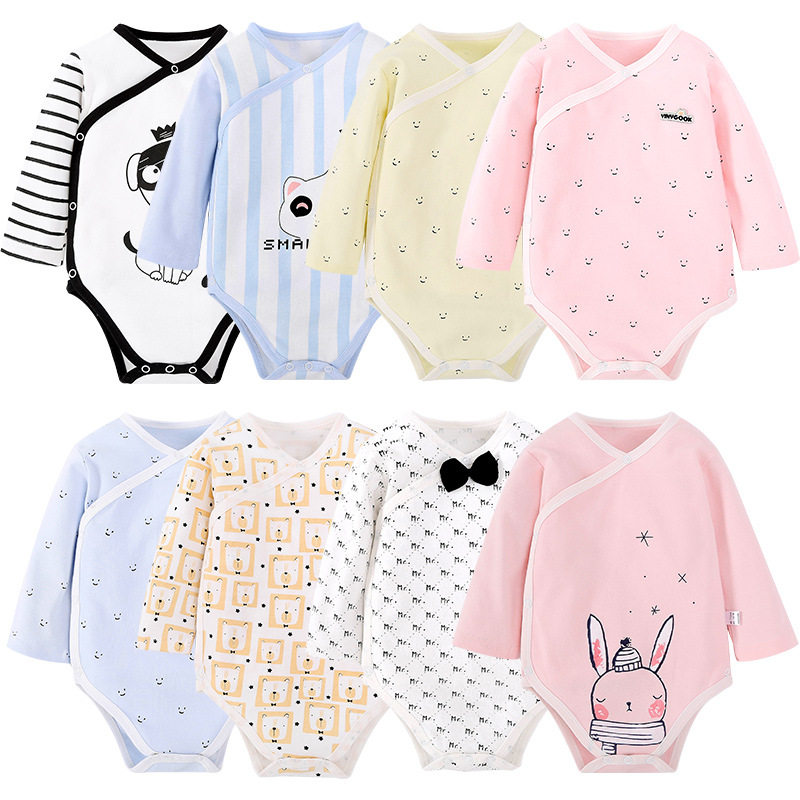 Baby Pure Cotton Romper for Boys and Girls, Base Layer Pajamas, One-Piece Outfit for Spring, Autumn, and Summer, Seamless Design