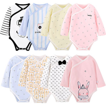 Baby Pure Cotton Romper for Boys and Girls, Base Layer Pajamas, One-Piece Outfit for Spring, Autumn, and Summer, Seamless Design