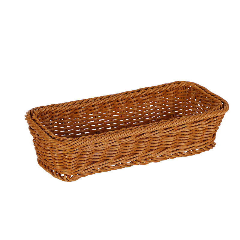 Creative Kitchen Tableware Storage Basket Hotel Restaurant Knife and Fork Basket Household Chopstick Basket Rectangular Imitation Rattan Basket