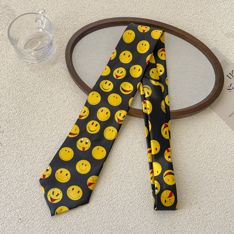 黄色の絵文字黒ネクタイ - 約152cm
