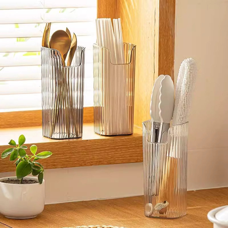 Chopsticks and Tableware Storage Box, Punch-Free Wall-Mounted Refrigerator Umbrella Holder, Multi-Functional Straw Storage Bucket Storage Box