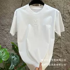 100% Cotton 260g All Seasons 24 New Men's Clothing Light Luxury Simple Fashion Casual Versatile Solid Color Men's Short Sleeve Wholesale