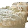 Chanel Style Lace Wash Cotton Korean-style Four-piece Set Ins Girl Princess Lotus Leaf Bed Sheet Quilt Cover Dormitory Three-piece Set