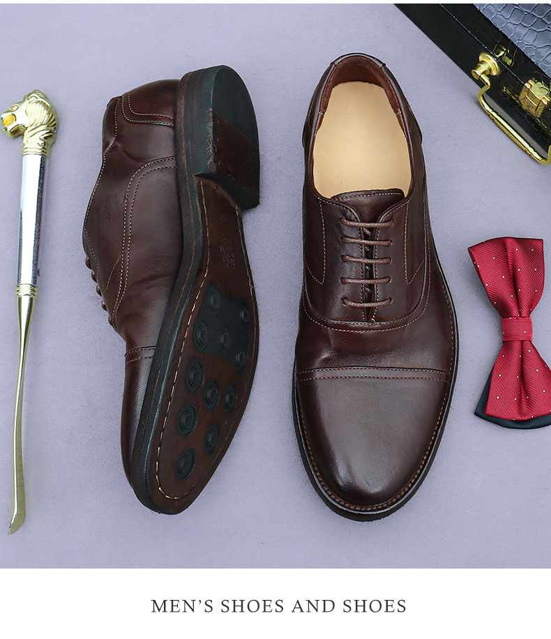 Giày da nam derby mũi tròn da ngựa Ý thủ công Goodyear — Màu đen, Màu cà phê