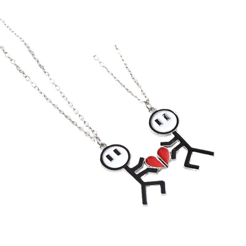 欧美饰品 BEST FRIENDS心型方块吊坠 闺蜜吊坠心形项链