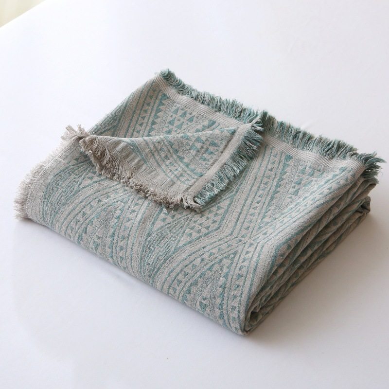 Yutaiyuan Bamboo and Hemp Tassel Cover Blanket Air Conditioning Blanket Comfortable Breathable Sofa Blanket Bacteriostatic Office Nap Blanket