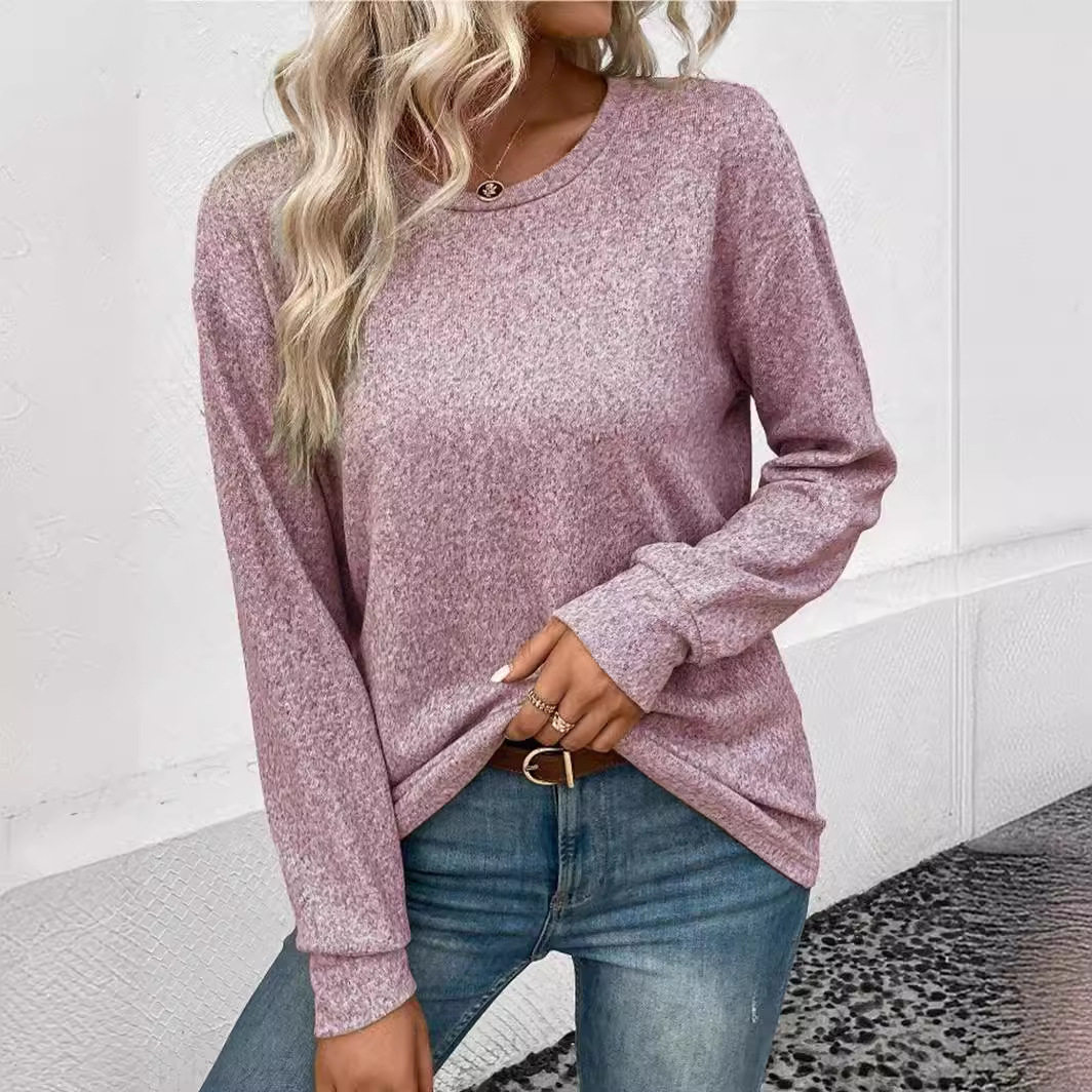 Casual Loose Fit Solid Color Sweater Round Neck Autumn Winter Comfortable Fabric Wholesale Available