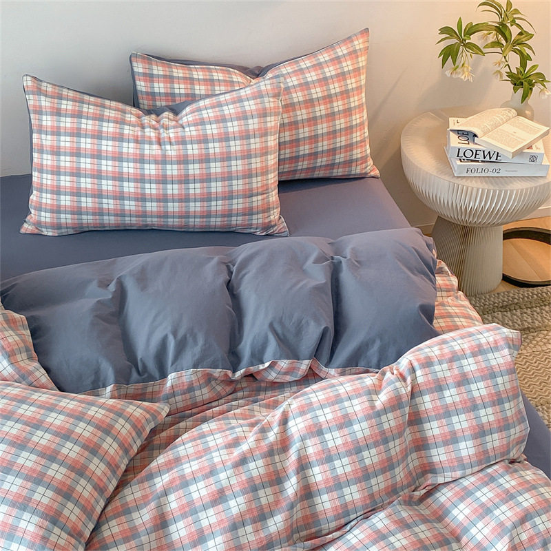 Skin-Friendly Bed Four-Piece Bed Sheets Quilt Cover Brushed Bed Cover Student Cotton Bedding Three-Piece Set