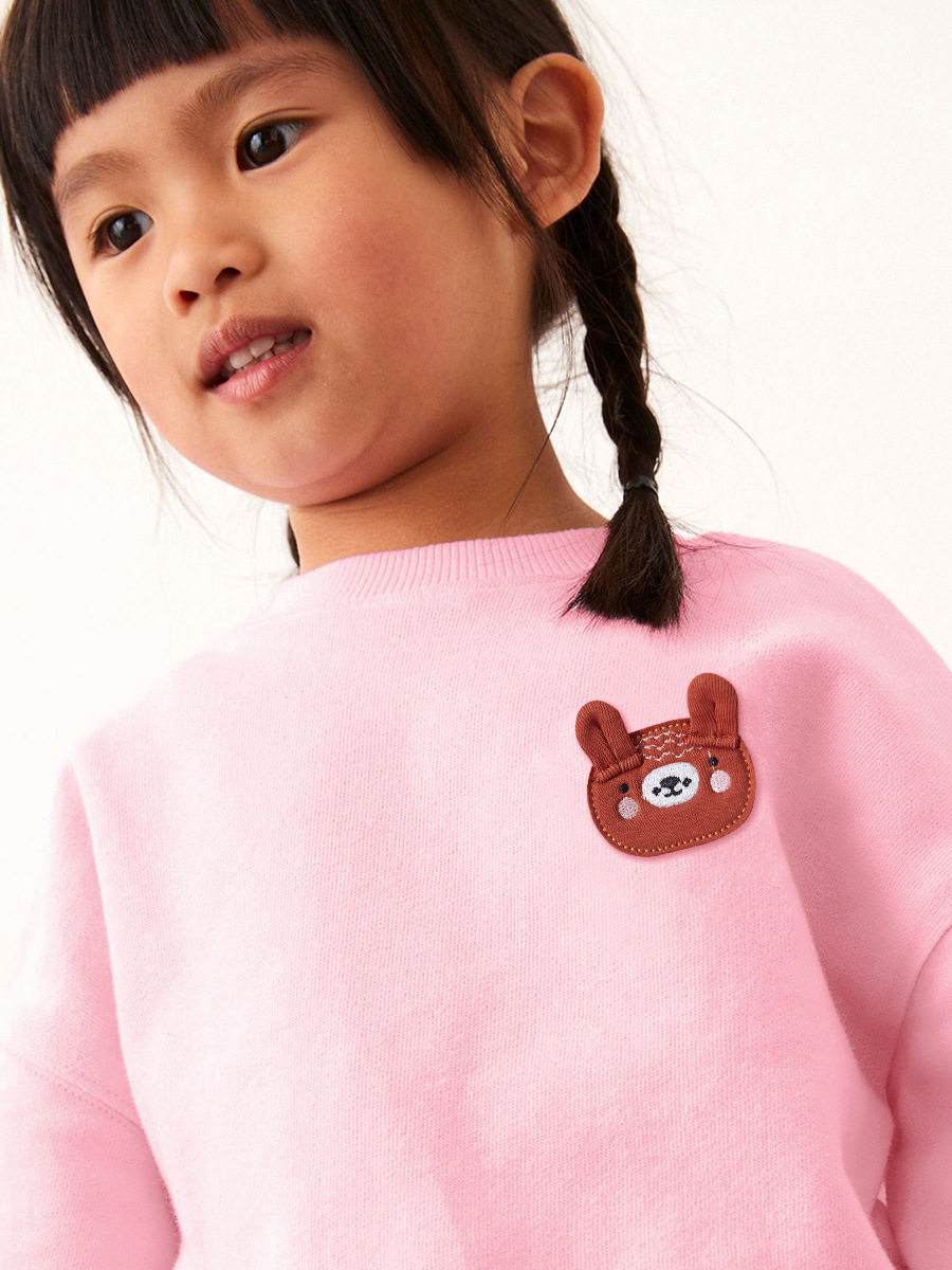 Girls' Fall & Winter Fleece-lined Hoodie, New Crewneck Pullover, Printed Kids' Clothing