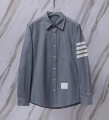 Gray yarn-dyed flannel four-bar long-sleeved shirt